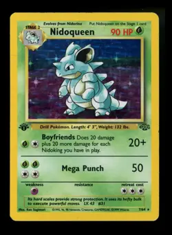 1st Edition Nidoqueen 7/64 Jungle 1999 Holo Rare WOTC Pokemon Card TCG - Image 1