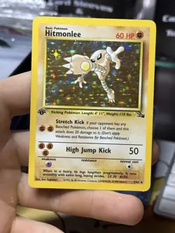 1st Edition Hitmonlee 7/62 Fossil 1999 Holo Rare WOTC Pokemon Card TCG - Image 3