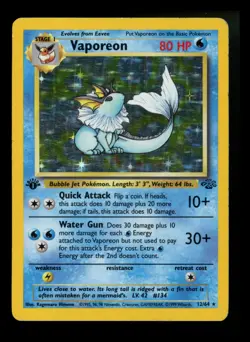 #2 1st Edition Vaporeon 12/64 Jungle 1999 Holo Rare WOTC Pokemon Card TCG - Image 1