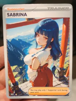 Sabrina - Waifu - Goddess - Anime - DIY - Full Art - Glossy - Trainer Card - Image 1
