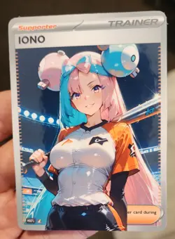 Iono - Waifu - Goddess - Anime - DIY - Full Art - Glossy - Trainer Card - Image 1