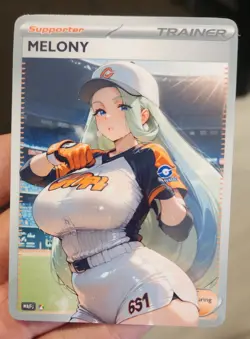 Melony - Waifu - Goddess - Anime - DIY - Full Art - Glossy - Trainer Card - Image 1