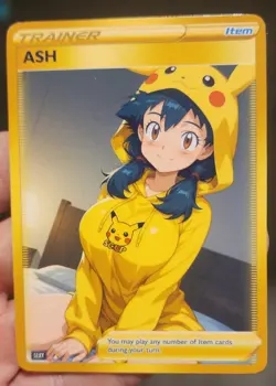 Ash - Waifu - Goddess - Anime - DIY - Full Art - Glossy - Trainer Card - Image 1