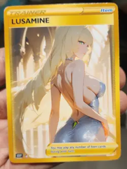 Lusamine - Anime - Waifu - Goddess - DIY - Full Art - Glossy - Trainer Card - Image 1