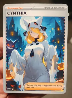 Cynthia - Anime - Waifu - Goddess - DIY - Full Art - Glossy - Trainer Card - Image 1
