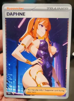 Daphne - Waifu - Goddess - Anime - DIY - Full Art - Glossy - Trainer Card - Image 1