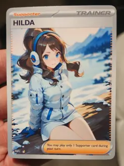 Hilda - Waifu - Goddess - Anime - DIY - Full Art - Glossy - Trainer Card - Image 1