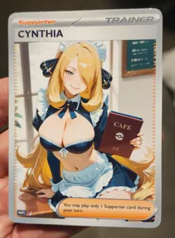 Cynthia - Waifu - Goddess - Anime - DIY - Full Art - Glossy - Trainer Card - Image 1