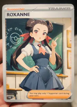 Roxanne - Waifu - Goddess - Anime - DIY - Full Art - Glossy - Trainer Card - Image 1