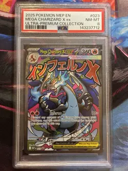 2025 Pokemon Black Star Promo Mega Charizard X EX Ultra-Premium PSA 8 #023 - Image 1