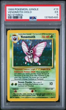 1999 POKEMON JUNGLE NO SYMBOL #13 VENOMOTH-HOLO PSA 5 - Image 1