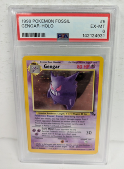 1999 Pokemon Fossil Gengar-Holo #5 PSA 6 - Image 1