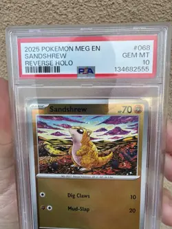 2025 POKEMON MEG EN-MEGA EVOLUTION REVERSE HOLO #068 SANDSHREW PSA 10 - Image 3