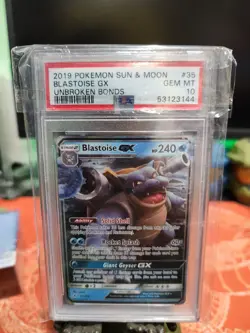 Pokemon Blastoise GX #35/214 Sun & Moon Unbroken Bonds PSA 10 - Image 1