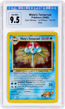 2000 Pokemon Gym Heroes Misty's Tentacruel 1st Edition Holo #10 CGC 9.5 - Image 1
