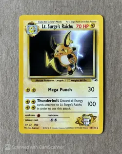 Lt Surge's Raichu 28/132 - 2000 Pokemon Gym Heros Set WOTC - Non Holo Rare - Image 1