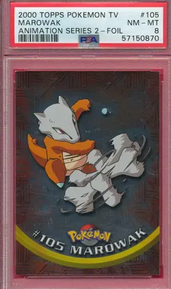 PSA 8 MAROWAK FOIL 2000 POKEMON TV #105 GRADED TOPPS ANIMATION SERIES 2 PM-TPHLC - Image 1
