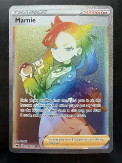 Pokemon Marnie 208/202 Sword & Shield Secret Rare Rainbow Full Art Trainer (NM) - Image 1