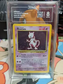 Mewtwo 10/102 Pokemon TCG 1999 Base Set Holo TAG 8 - Image 1