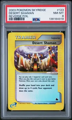 2003 POKEMON SKYRIDGE #123 DESERT SHAMAN-REVERSE FOIL PSA 8 - Image 1