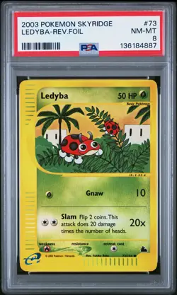 2003 POKEMON SKYRIDGE #73 LEDYBA-REVERSE FOIL PSA 8 - Image 1