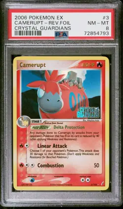 Pokemon Card Camerupt 3/100 Reverse Holo EX Crystal Guardians PSA 8 NM-MT - Image 1