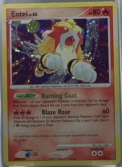 RETIRED Pokemon Card – 2007 Holo Entei #4/132 – NM – Secret Wonders - Image 1