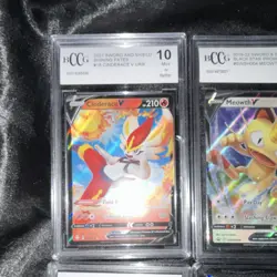 Pokemon Graded Card Lot - Cinderace V, Meowth V, Promos, Shining Fates, Holo - Image 2