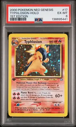2000 POKEMON NEO GENESIS 1ST ED #17 TYPHLOSION-HOLO PSA 6 - Image 1