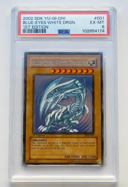 2002 YuGiOh 🐲 Blue-Eyes White Dragon 1. Edition SDK-001 PSA 6 NA English Drache - Image 1