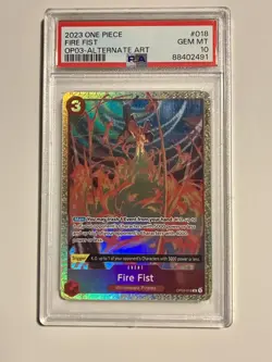 PSA 10 One Piece CCG Fire Fist Ace Alt Art Parallel Holo #OP03-018 ENGLISH - Image 1