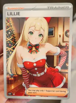 Lillie - Waifu - Goddess - Anime - TCG - DIY - Full Art - Glossy - Trainer Card - Image 1