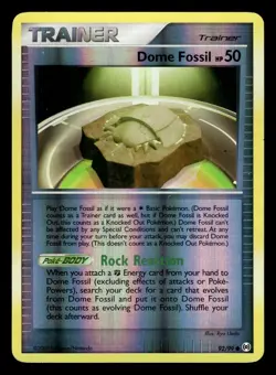 Dome Fossil 92/99 Reverse Holo Platinum Arceus Pokemon Card - Image 1