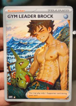 Brock - Waifu - Goddess - Anime - TCG - DIY - Full Art - Glossy - Trainer Card - Image 1