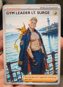 Lt. Surge - Anime - Waifu - Goddess - DIY - Full Art - Glossy - Trainer Card - Image 1
