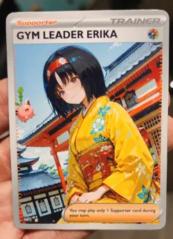 Erika - Waifu - Goddess - Anime - TCG - DIY - Full Art - Glossy - Trainer Card - Image 1