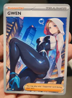 Gwen - Anime - Waifu - Goddess - DIY - Full Art - Glossy - Trainer Card - Image 1