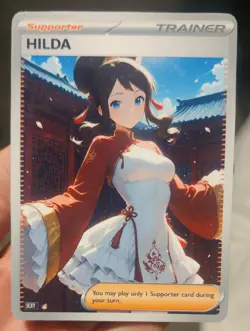 Hilda - Anime - Waifu - Goddess - TCG - DIY - Full Art - Glossy - Trainer Card - Image 1