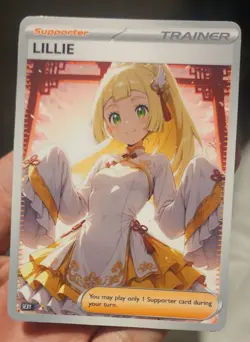 Lillie - Anime - TCG - Waifu - Goddess - DIY - Full Art - Glossy - Trainer Card - Image 1