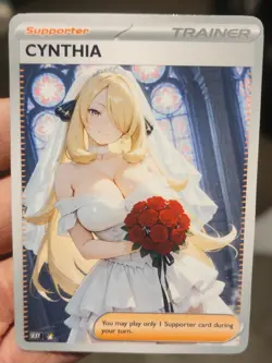 Cynthia - Waifu - Goddess - Anime - DIY - Full Art - Glossy - Trainer Card - Image 1