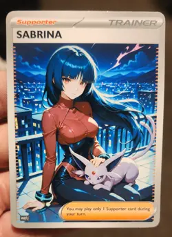 Sabrina - Anime - Waifu - Goddess - DIY - Full Art - Glossy - Trainer Card - Image 1