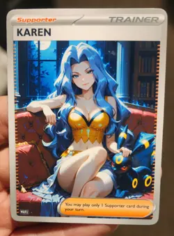 Karen - Waifu - Goddess - Anime - DIY - Full Art - Glossy - Trainer Card - Image 1