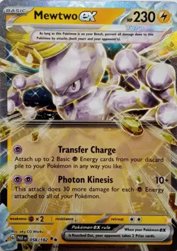 058/182 MEWTWO EX DOUBLE RARE PARADOX RIFT POKEMON CARD - Image 1