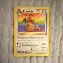 Pokemon TCG Dragonite Fossil Regular Rare 100 HP Card #19/62 1999 English - Image 1