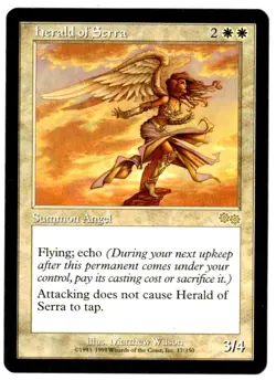 Herald Of Serra - Urza's Saga 1998 MTG White Angel Rare NP - Image 1