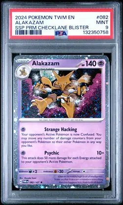 2024 POKEMON TWM EN-TWILIGHT MASQUERADE #082 ALAKAZAM PSA 9 - Image 1
