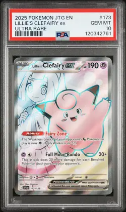 2025 POKEMON JTG EN-JOURNEY TOGETHER ULTRA RARE #173 LILLIE'S CLEFAIRY EX PSA 10 - Image 1