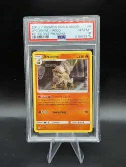 2019 POKEMON SUN & MOON DETECTIVE PIKACHU #6 ARCANINE-HOLO PSA 10 - Image 1