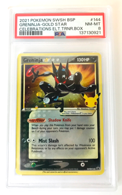 2021 Pokemon Sword & Shield Greninja Gold Star #144 Celebrations ETB PSA 8 🔥📈 - Image 1