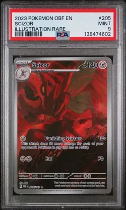 2023 POKEMON OBF EN-OBSIDIAN FLAMES #205 SCIZOR ILLUSTRATION RARE PSA 9 - Image 1